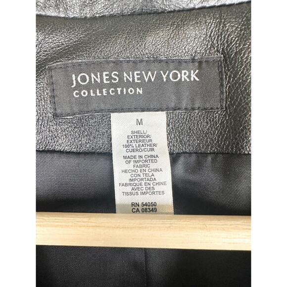 Vintage Y2K 100% Leather Black Blazer Two Button Up Minimalist Jacket Medium - Picture 5 of 12